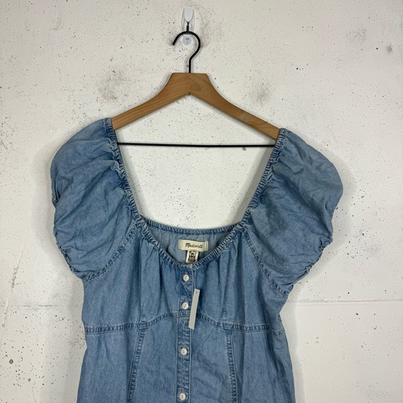 Madewell Denim Margie Cap Sleeve Mini Dress New Size 10 - Picture 4 of 9